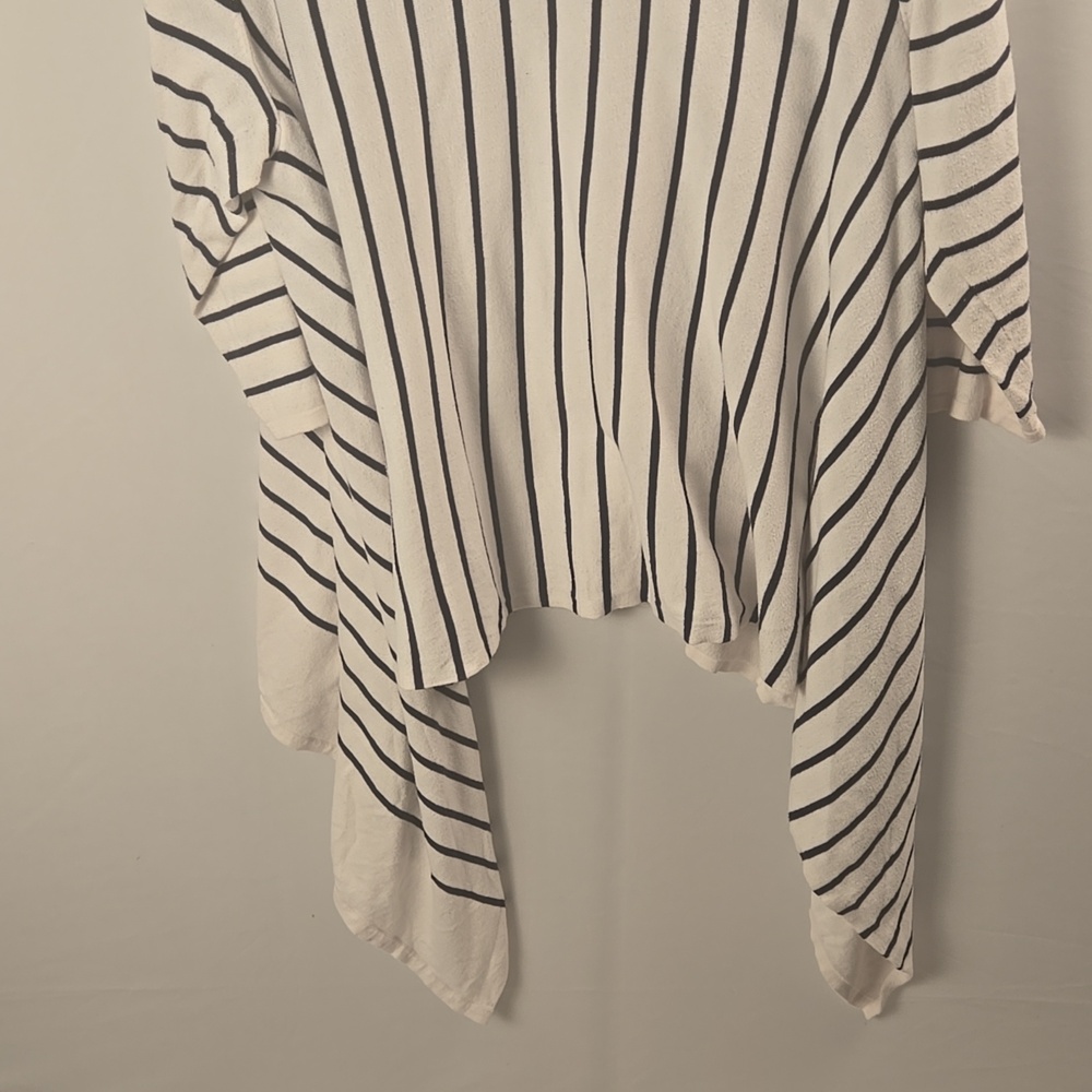 Ralph Lauren Striped Black and White Open Face Cardigan One Size Cotton Preppy - Picture 7 of 9